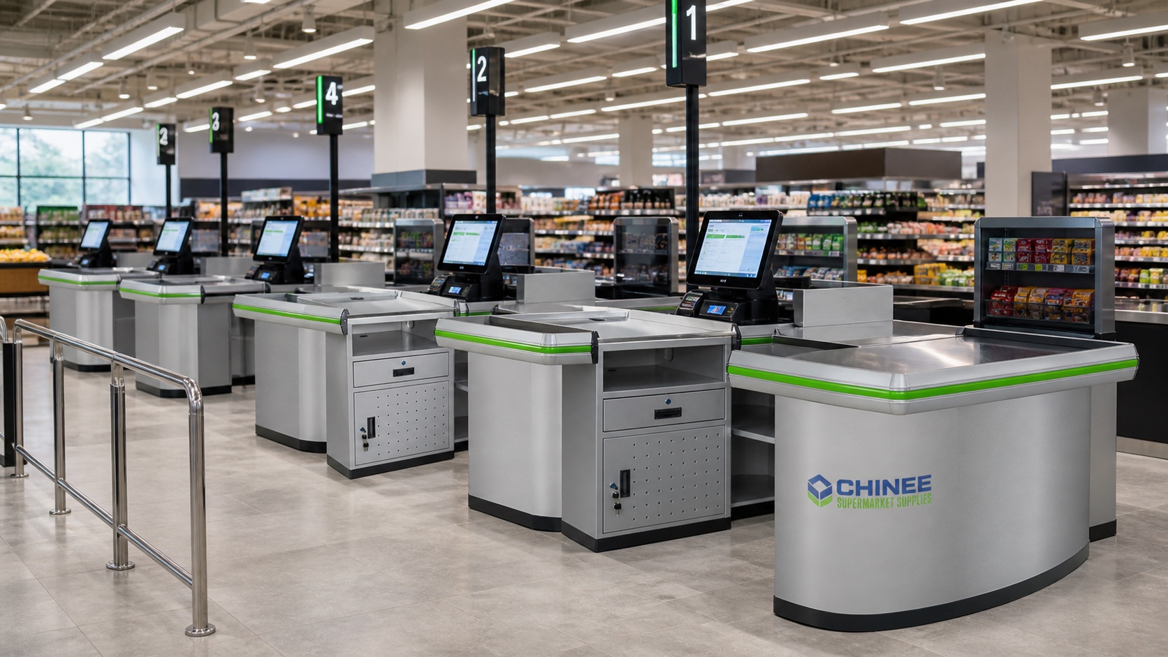 Custom CHINEE supermarket checkout counter installation
