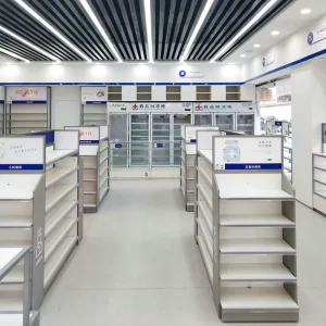 02 DYJYS005 P Retail Drugstore Store Rack Wooden Multifunctional Medicine Store Fixtures for Pharmacy Shop Display