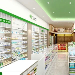 09 SYZSS001 Eco Friendly Durable Pharmacy Store Display Furniture Laminated Finish Storage Cabinet Hot Selling Pharmacy Shop