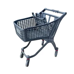 100L Grey Plastic Market Supermarket Shopping Trolley Cart for Sale