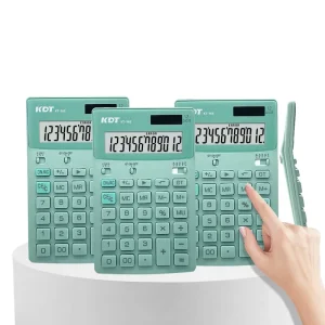 12-Digit Electronic Calculator Custom Logo Pure Black Solar Cashier Model School Use Plastic