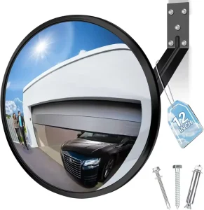 12 Inch Acrylic Convex Mirror Adjustable Wide Angle View Indoor Security Mirror Corner Security Blind Spot for Parking Garage