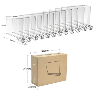 12 Piece Acrylic Shelf With Brochure Holder Separator Cabinet Storage Organization Warehouse Plastic Divider for Closet