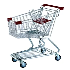 125L American Style Supermarket Shopping Cart Trolley Steel Basket 100kg Load Capacity Folding Frame Anti rust Zinc Plated