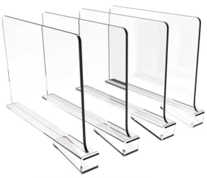 12pcs a Pack Clear PS Plastic Acrylic Shelf Dividers Closets Shelf Closet Separator for Wood Closet