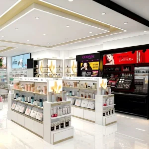 13 ZMeS008 Skincare Store Interior Design Customizable Cosmetic Shop White Display Rack for Retail Store Decoration
