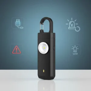 130dB Rechargeable Personal Alarm Keychain Anti Theft Self Defense Device for Women