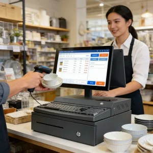 14 15.6 Inch Touch Screen Android POS Machine Cash Register Checkout Counter on Desk POS Computer