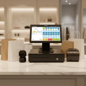 15/15.6-Inch POS System Point of Sale Restaurant POS Terminal with Cash Drawer Thermal Printer Barcode Scanner