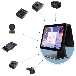 15.6 Inch Full Touch Screen Black POS Machine All-In-One Points of Sale System Cash Register POS Systems for Retail Salon Shop