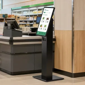 15.6 Inch SDK Enabled Floor Standing Multi OS Supermarket Self Service Kiosk with Built in Printer & Scanner