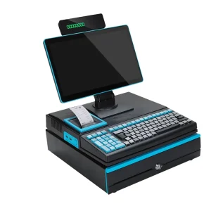 15.6inch All in One POS System Supermarket Restaurant Cash Register Machine POS Terminal PC with Cashier Drawer Customer Display