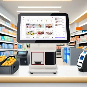 15.6inch Point of Sale Machine Cash Register Device NFC Payment Terminal All in One POS System with Software Printer Scanner