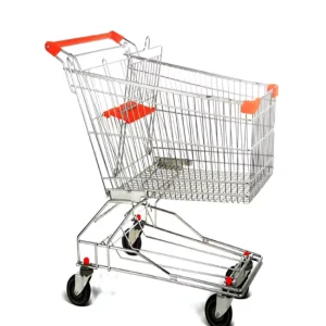 150L Zinc Plated Steel Folding Supermarket Shopping Trolley with 5” PU Wheels ISO9001 Certified