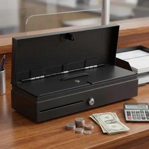 170mm Flip Top Mini Metal Cash Register Drawer Money Box for Compact Checkout Counters