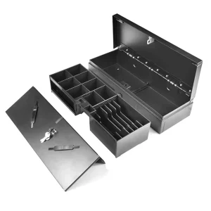 170mm Steel Cash Drawer Flip top Tray Money Box 3 Position Key Lock for POS Checkout Counter Systems