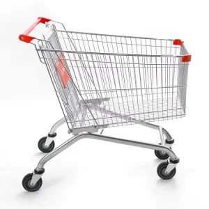 180L Supermarket European Style Unfolding Steel Mesh Platform Shopping Trolley