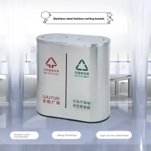 2 3 4 Compartment Outdoor Stainless Steel Storage Bucket Recycling Waste Bin Open Top Thickened 2-in-1 Classification Commercial