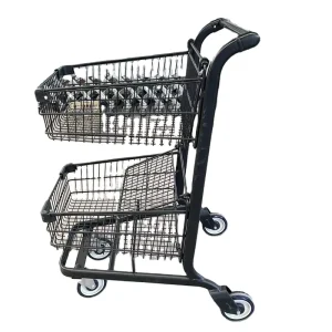 2 Layer Supermarket Shopping Trolley Basket Trolley Cart