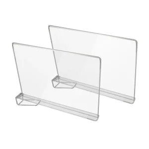2 Pack Clear Plastic Acrylic Closet Shelf Dividers Supermarket Storage Separator Hanger Organizer for Library Bookcase at Home