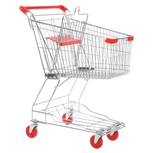 2 Tiers Asian Style Supermarket Steel Shopping Cart Grocery Store Shopping Trolley