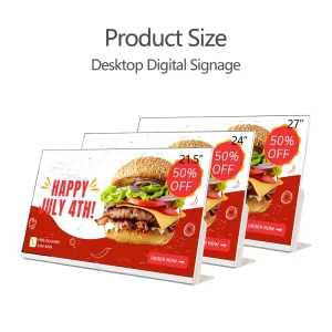 22/24/27Inch Compact Size Advertising Display RJ45 Ethernet Lifetime CMS For Bakery Store Desktop Stand Anti Glare