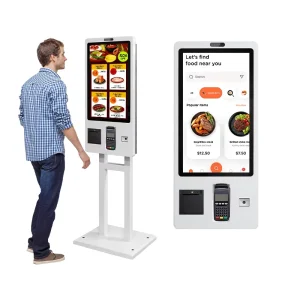 24 27 32 Inch POS Touch Screen Self Checkout Machine Payment Terminal Fastfood Self Ordering Kiosk for KFC Restaurants