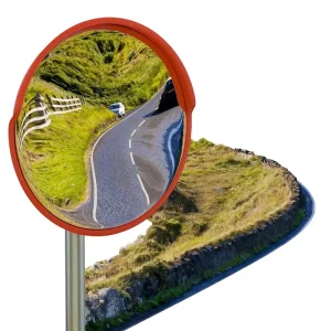24″ Security Convex Mirror ABS Wide Angle Curved Circular Pole Mount Adjustable Bracket Outdoor Indoor Driveway Road Shop Garage
