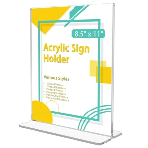 (24pcs) Acrylic Price Holder 8.5 X 11 Inches Table Menu Display Stand Wedding Sign Holder for Store Restaurant