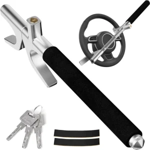 3 Keys Anti Theft Car Steering Wheel Lock with Telescopic Handle Steel Pedal Car Security Device