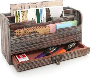 3 Storey Multifunctional Wooden Desk Filing Box Desktop Storage Bin For Rural Household Use