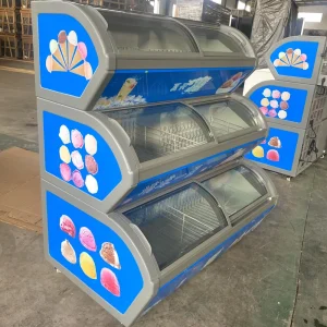 3 Tier Ice Cream Freezer Glass Door Italian Ice Cream Display Freezer for Convenience Store and Supermarket