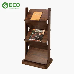 3 Tier Wooden Bookstore Display Stand Magazine Display Rack for Store Promotion