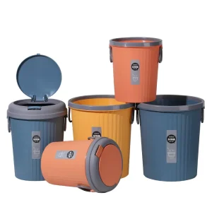 3.7L 6L 9L 13L Open Top Round Toilet Garbage Bin Bathroom Small Trash Can with Bullet Cover Plastic Kitchen Waste Bin