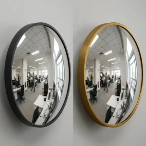 30cm 40cm (12″ 16″) Black Gold Framed Acrylic Convex Mirror HD Wide Angle Safety Mirror for Shop Security Office Blind Spot