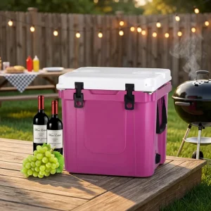 33QT Modern Foldable Portable Food Grade Rotomolded Cooler Box 5-Day Ice Retention Chair Basket Compatible Cans Wine