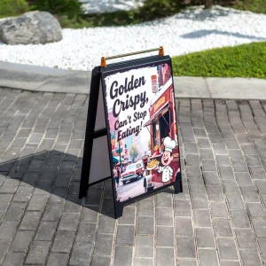 34*19.5 Inch Outdoor Portable Double-Sided Sandwich Board Folding Frame Sign Holder A-Frame Sidewalk Sign