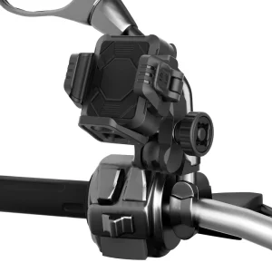 360° Rotating Shock Absorbing Mobile Phone Holder on Motorcycle with Action Camera Mount