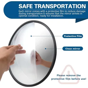 39″ Road Safety Security Mirror Black Mini Convex Mirror for Indoor Use for Corner Wide Angle Curved Safety