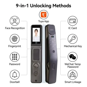 3D Face Recognition Smart Lock 9 in 1 WiFi Fingerprint Biometric Lock Camera Intercom for Smart Home Aluminum Cloud App