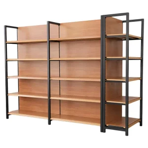 4 5 Tier Supermarket Shelves Double sided Metal Supermarket Rack Shelf Light Duty Corner Iron Customized Adjustable Storage Rack