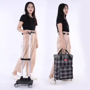 4 Big Wheel Folding Trolley Hand Truck Luggage Folding Trolley Supermarket Shopping Cart with Removable Waterproof Bag