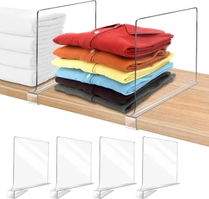 4 PCS Clear Shelf Separators PET Shelf Dividers for Closets