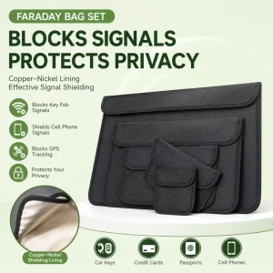 4 Pack Faraday Bag Set with Copper Nickel Shield Lining Signal Blocking Pouch Anti GPS Tracking Anti Hack RFID Protector