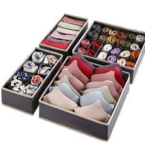 4 Piece Non Woven Fabric Foldable Large Capacity Eco Friendly PE Plastic Drawer Underwear Organizer Divider Dresser Shoes