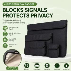 4 Size Faraday Signal Shielding Bag Copper Nickel Conductive Lining Anti Tracking Anti Theft Privacy Protection Pouch