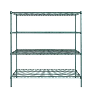 4 Tiers Restaurant Cold room Storage Green Epoxy Coated Steel Wire Shelving for Freezer Refrigerator