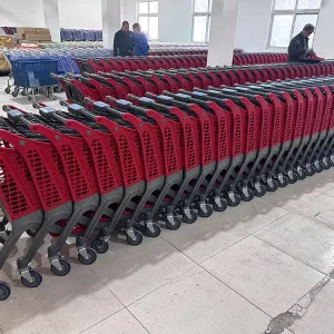 4 Wheel Full Plastic Smart Supermarket Shopping Trolley FD Model Plastic 135L