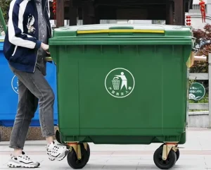 4-Wheel HDPE 660L Wheeled Trash Can Outdoor Plastic Waste Container Lid Commercial Storage Recycling Pedal Bin Street Use