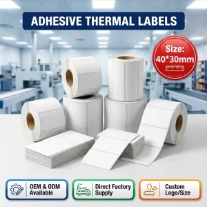 40x30mm Adhesive Label Sticker Small Thermal Labels for Price Tag Barcode Printing Precision Die Cutting Retail Store Supplies